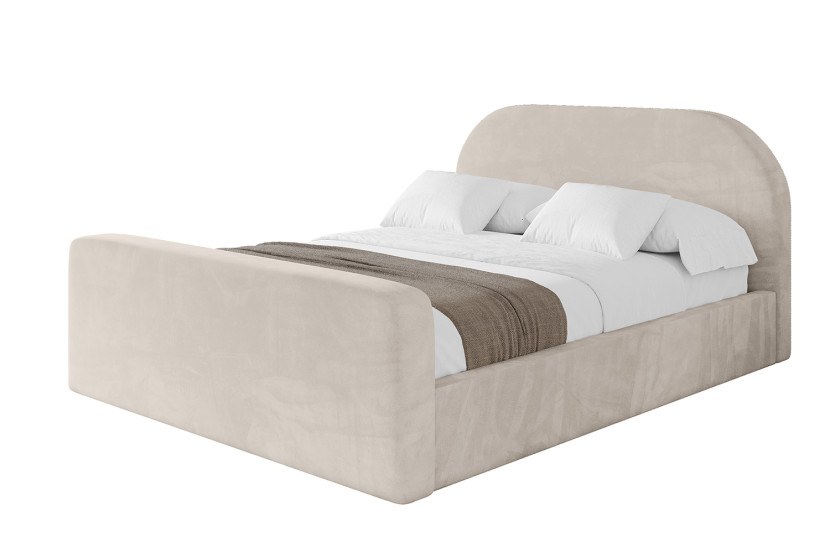 Łóżko tapicerowane z materacem + pojemnik TIVO-Z-160x200 cm Beżowy 863033