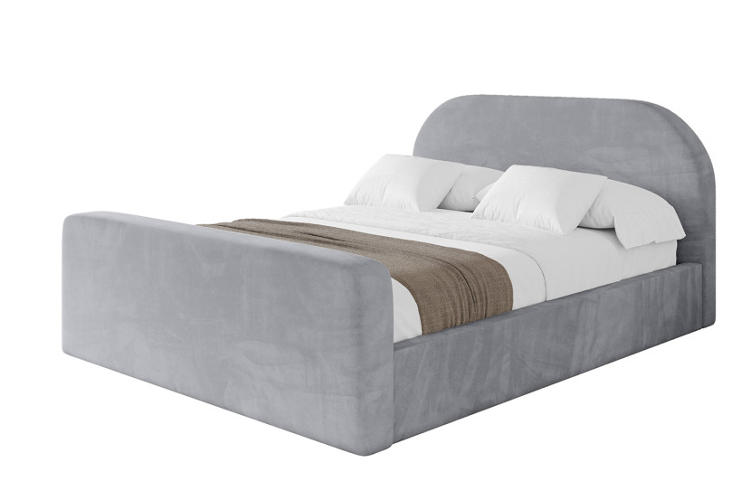 Łóżko tapicerowane z materacem + pojemnik TIVO-Z-160x200 cm Jasnoszary 862220