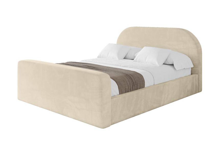 Łóżko tapicerowane z materacem + pojemnik TIVO-Z-200x200 cm Beżowy 862701