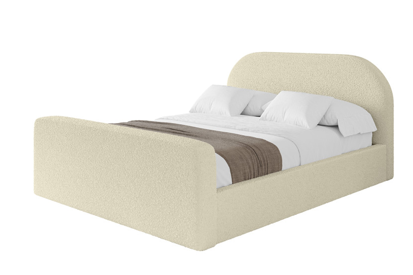 Łóżko tapicerowane z materacem + pojemnik TIVO-Z-200x200 cm Beżowy 862756