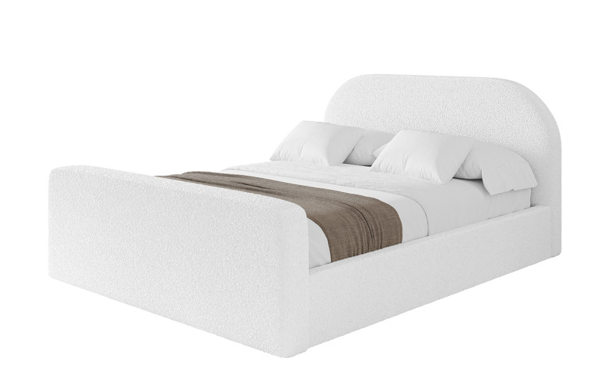 Łóżko tapicerowane z materacem + pojemnik TIVO-Z-200x200 cm Biały 862742