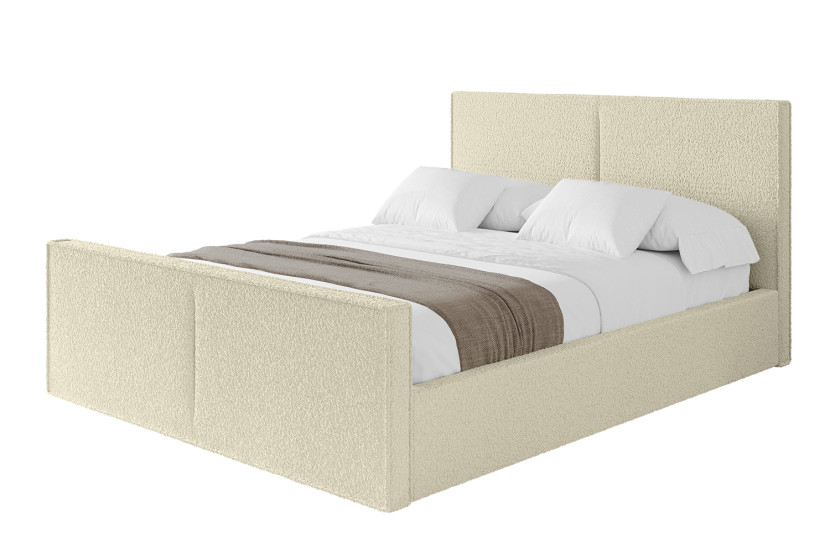 Łóżko tapicerowane z materacem + pojemnik VANTO-Z-200x200 cm Beżowy 831236