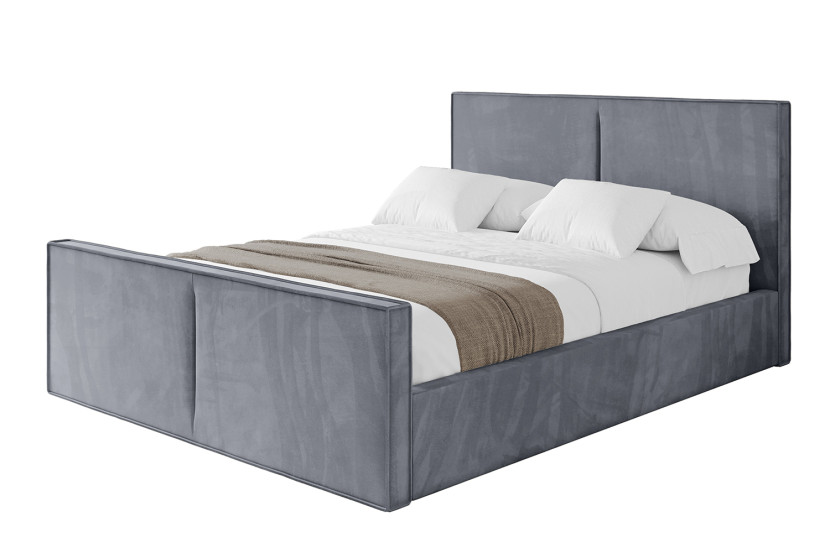 Łóżko tapicerowane z materacem + pojemnik VANTO-Z-200x200 cm Szary 832090