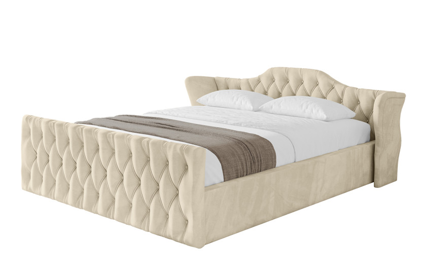 Łóżko tapicerowane z materacem + pojemnik ZORA-v1-Z-160x200 cm Beżowy 862309