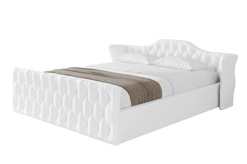 Łóżko tapicerowane z materacem + pojemnik ZORA-v1-Z-160x200 cm Biały 863005