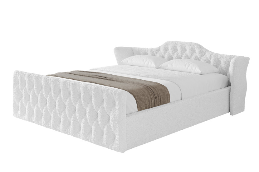Łóżko tapicerowane z materacem + pojemnik ZORA-v1-Z-180x200 cm Biały 861725