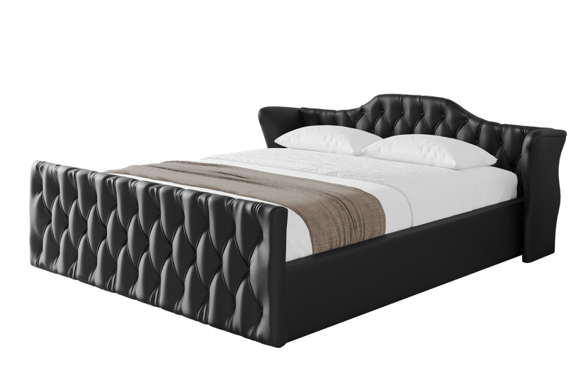 Łóżko tapicerowane z materacem + pojemnik ZORA-v1-Z-180x200 cm Czarny 862482