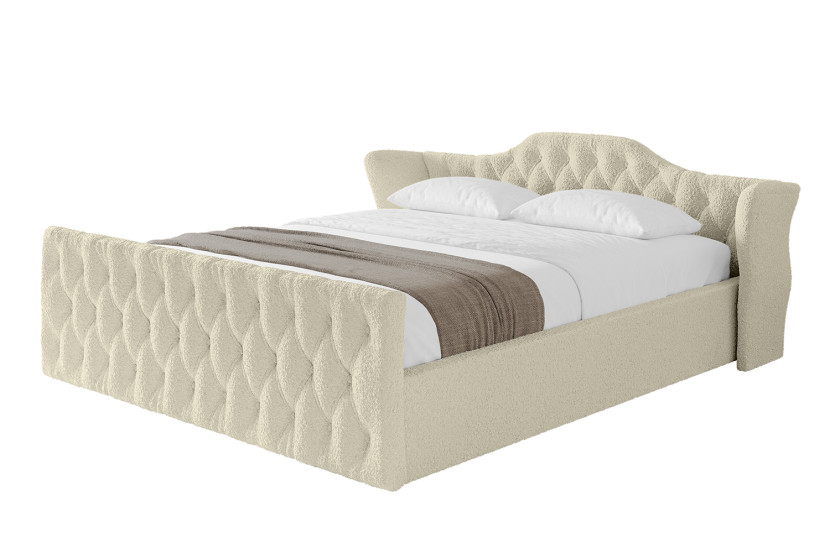 Łóżko tapicerowane z materacem + pojemnik ZORA-v1-Z-200x200 cm Beżowy 862514