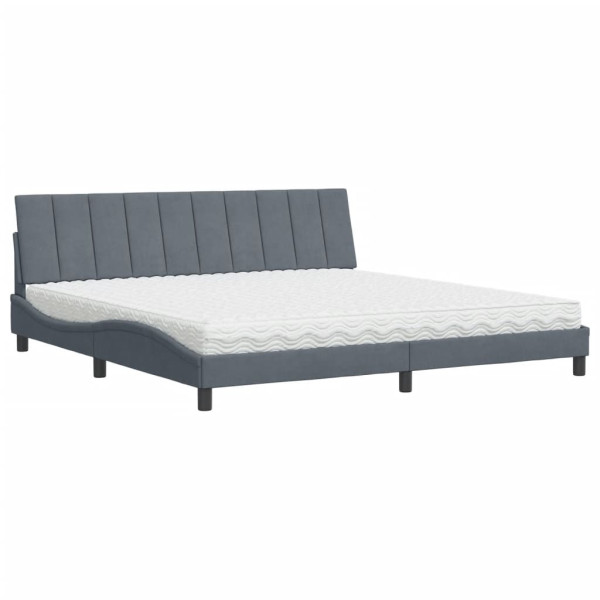 Łóżko tapicerowane z materacem szare sypialnia pokój aksamit 200x200 cm 706190