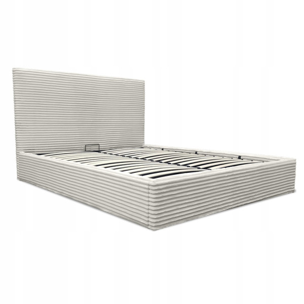 Łóżko tapicerowane z pojemnikiem i stelażem LT100 Cordo 140x200x115 krem 900775