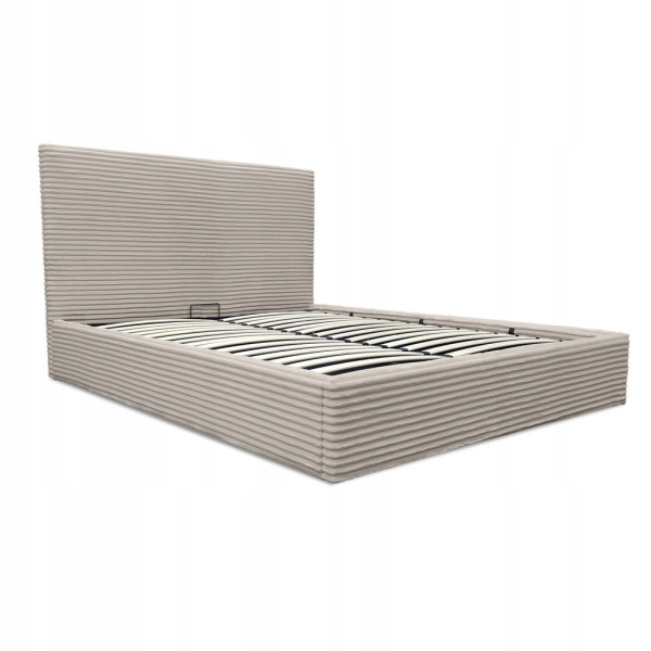 Łóżko tapicerowane z pojemnikiem i stelażem LT100 Cordo 140x200x115 taupe 900743
