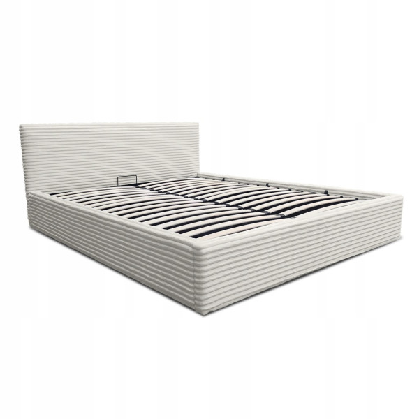 Łóżko tapicerowane z pojemnikiem i stelażem LT100 Cordo 140x200x80 krem 900742