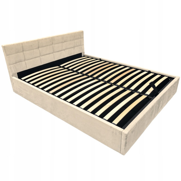 Łóżko tapicerowane z pojemnikiem i stelażem LT104 Modulo 140x200x81 krem 900745