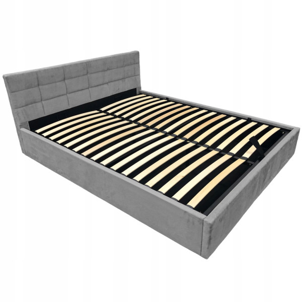 Łóżko tapicerowane z pojemnikiem i stelażem LT104 Modulo 140x200x81 szary 900770