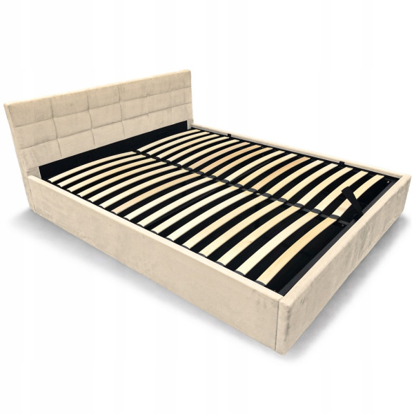 Łóżko tapicerowane z pojemnikiem i stelażem LT104 Modulo 160x200x81 krem 900794