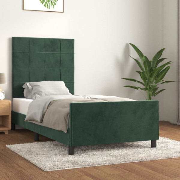Łóżko Tapicerowane Zielone Rama Łóżka Ze Stelażem Sypialnia 100x200 cm 720588