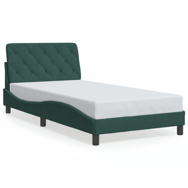 Łóżko Tapicerowane Zielone Rama Łóżka Ze Stelażem Sypialnia LED 100x200 cm 820684
