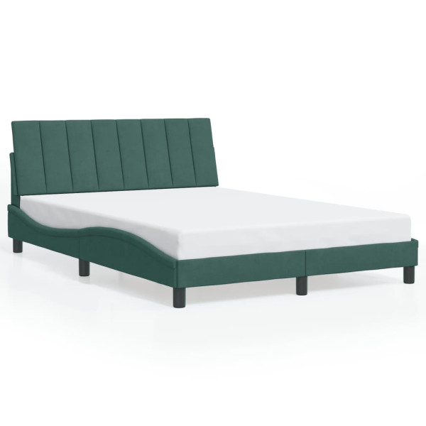 Łóżko Tapicerowane Zielone Rama Łóżka Ze Stelażem Sypialnia LED 140x190 cm 820657