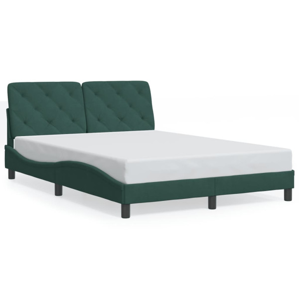 Łóżko Tapicerowane Zielone Rama Łóżka Ze Stelażem Sypialnia LED 140x190 cm 820610