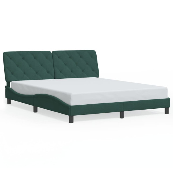 Łóżko Tapicerowane Zielone Rama Łóżka Ze Stelażem Sypialnia LED 160x200 cm 820541