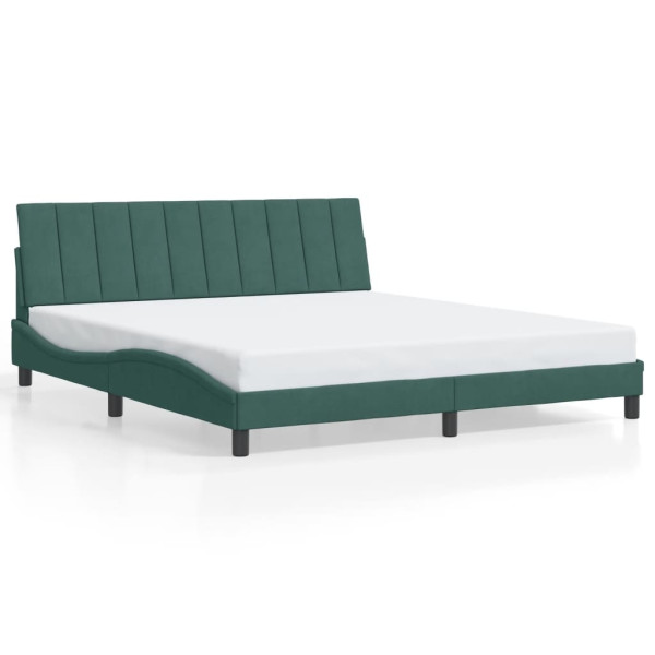 Łóżko Tapicerowane Zielone Rama Łóżka Ze Stelażem Sypialnia LED 180x200 cm 820550