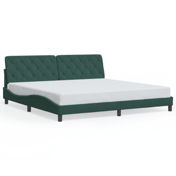 Łóżko Tapicerowane Zielone Rama Łóżka Ze Stelażem Sypialnia LED 200x200 cm 820772