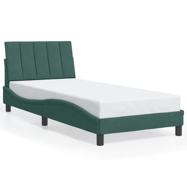 Łóżko Tapicerowane Zielone Rama Łóżka Ze Stelażem Sypialnia LED 80x200cm 820708