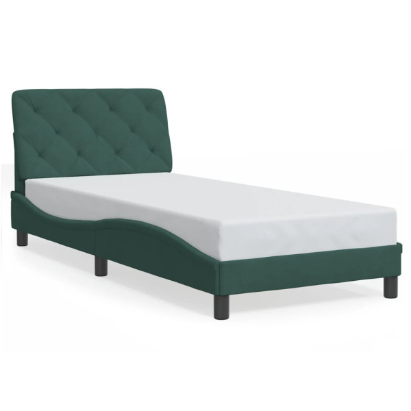 Łóżko Tapicerowane Zielone Rama Łóżka Ze Stelażem Sypialnia LED 80x200cm 820623