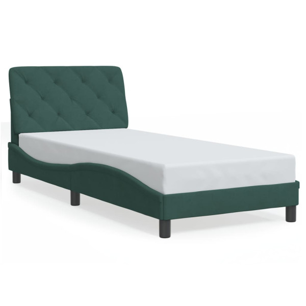 Łóżko Tapicerowane Zielone Rama Łóżka Ze Stelażem Sypialnia LED 90x190cm 820688