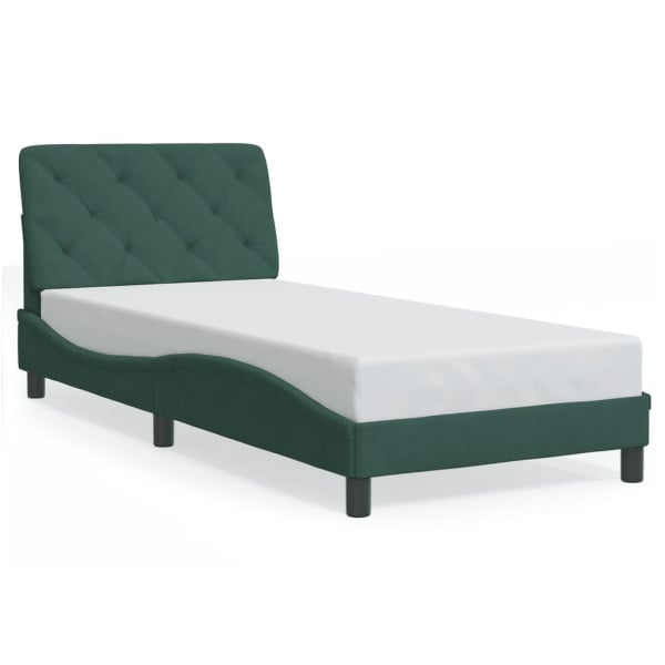 Łóżko Tapicerowane Zielone Rama Łóżka Ze Stelażem Sypialnia LED 90x200 cm 820537