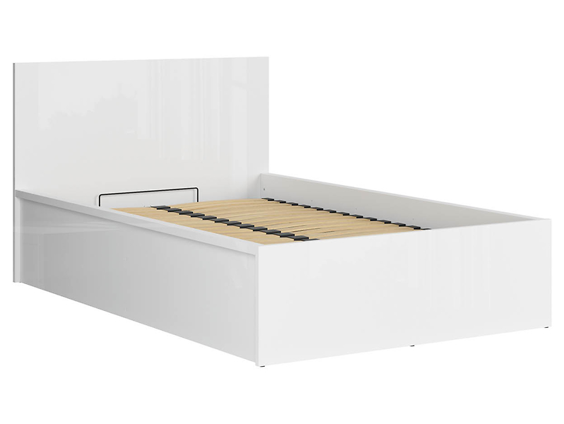Łóżko Tetrix 120x200 ze stelażem i pojemnikiem biały połysk 29401