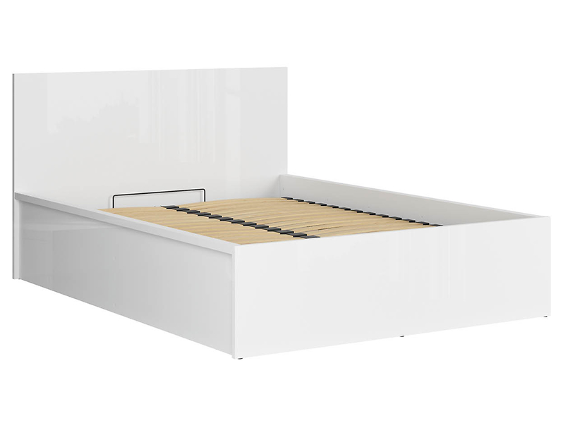 Łóżko Tetrix 140x200 ze stelażem i pojemnikiem biały połysk 29407