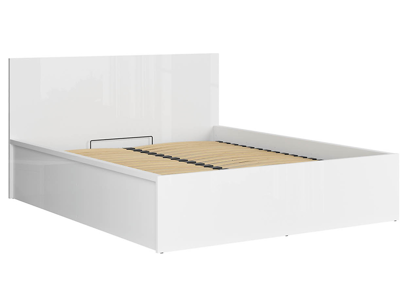 Łóżko Tetrix 160x200 ze stelażem i pojemnikiem biały połysk 29414