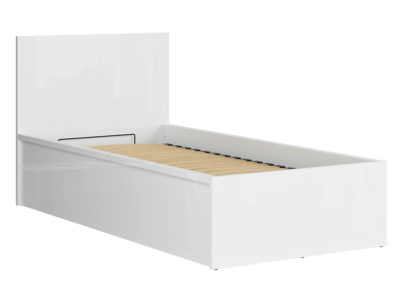 Łóżko Tetrix 90x200 ze stelażem i pojemnikiem biały połysk 29420